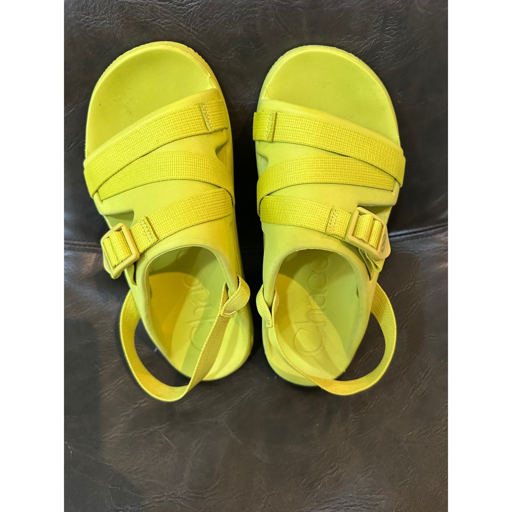 Chaco Chillos Sport Sandals Women 9 Neon Yellow Lime Green Strappy Water Shoes